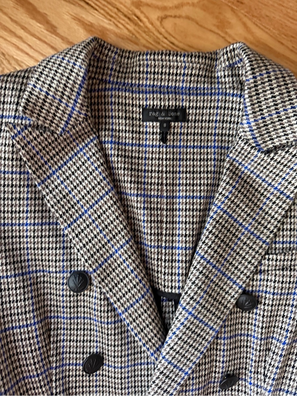 Rag & Bone Preston Blazer Houndstooth Plaid Double Breasted Size 8 - Picture 5 of 15
